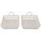 White Cotton Handmade Woven Storage Basket with Handles Set of 2 19", 18"